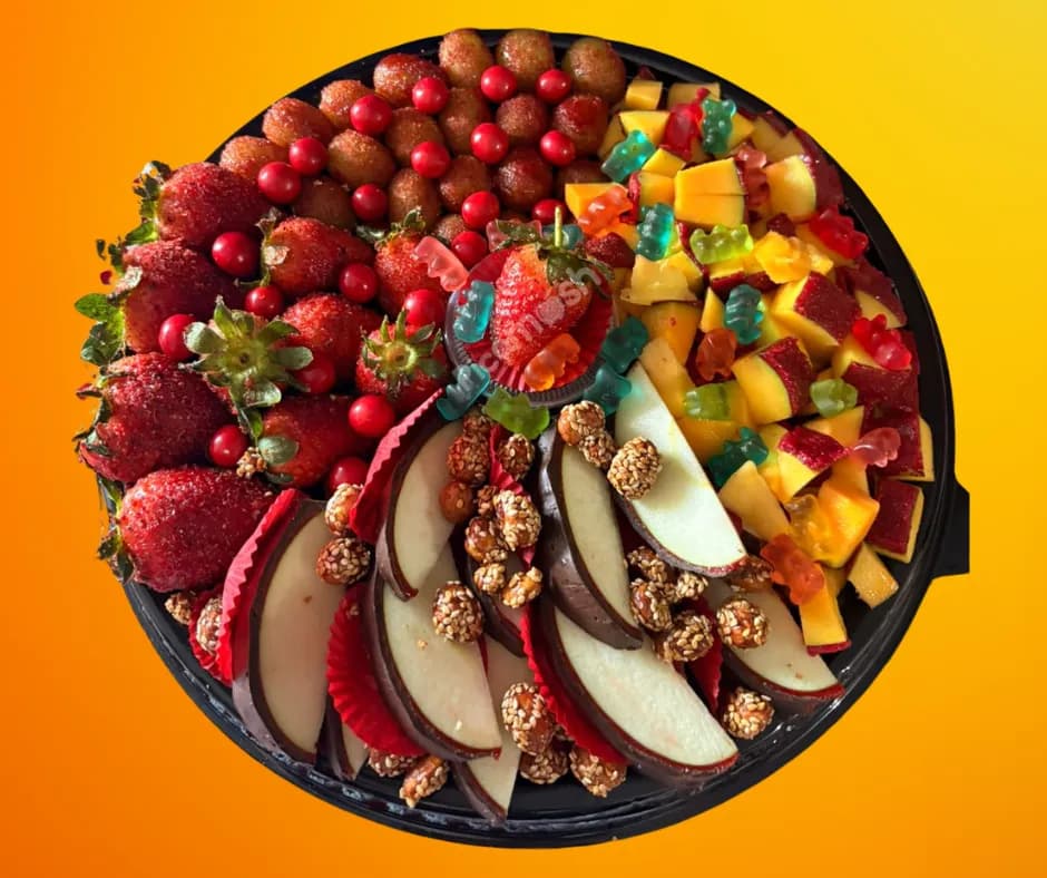 Charola Mix Manzana PICAMOSH + Mango enchilado + Fresas y Uvas Enchiladas
